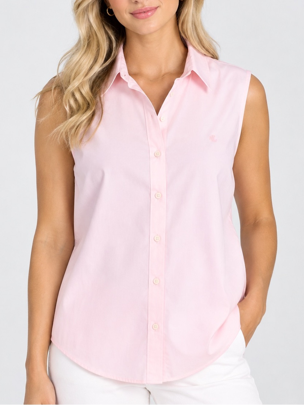 Ralph Lauren Pink Sleeveless Button-Down Shirt